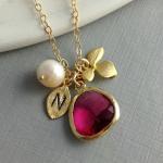 Leaf Initial Necklace, Fuc..